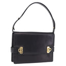 Salvatore Ferragamo Gancini Shoulder Bag Leather Black Gold Auth 202991A-1