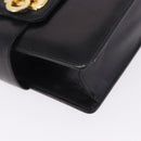 Salvatore Ferragamo Gancini Shoulder Bag Leather Black Gold Auth 202991A-15