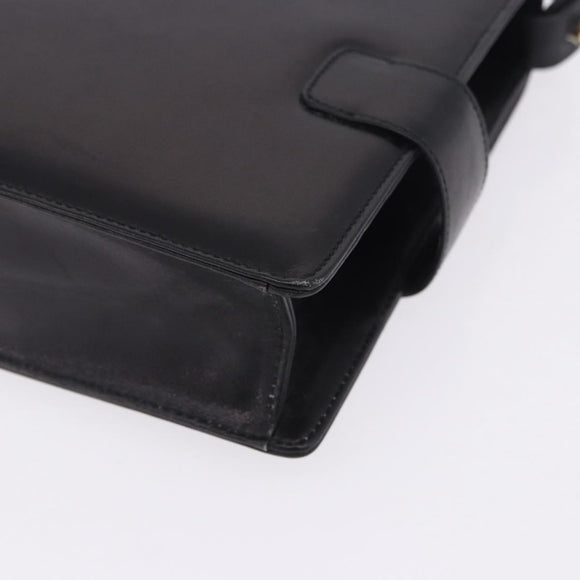 Salvatore Ferragamo Gancini Shoulder Bag Leather Black Gold Auth 202991A