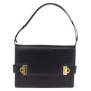 Salvatore Ferragamo Gancini Shoulder Bag Leather Black Gold Auth 202991A-13
