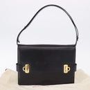 Salvatore Ferragamo Gancini Shoulder Bag Leather Black Gold Auth 202991A-12