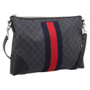 GUCCI GG Supreme Sherry Line Shoulder Bag PVC Black Silver 474139 Auth 202992-1