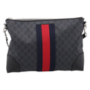 GUCCI GG Supreme Sherry Line Shoulder Bag PVC Black Silver 474139 Auth 202992-13