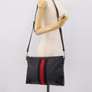 GUCCI GG Supreme Sherry Line Shoulder Bag PVC Black Silver 474139 Auth 202992-23