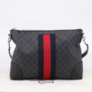 GUCCI GG Supreme Sherry Line Shoulder Bag PVC Black Silver 474139 Auth 202992-12