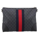 GUCCI GG Supreme Sherry Line Shoulder Bag PVC Black Silver 474139 Auth 202992-2