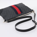 GUCCI GG Supreme Sherry Line Shoulder Bag PVC Black Silver 474139 Auth 202992-7