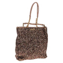 Miu Miu Tote Bag Leather Sequins 2way Beige Gold Auth 202996M-1