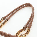 Miu Miu Tote Bag Leather Sequins 2way Beige Gold Auth 202996M-12