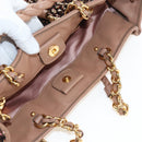 Miu Miu Tote Bag Leather Sequins 2way Beige Gold Auth 202996M-19