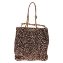 Miu Miu Tote Bag Leather Sequins 2way Beige Gold Auth 202996M-2
