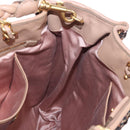 Miu Miu Tote Bag Leather Sequins 2way Beige Gold Auth 202996M-21