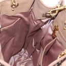 Miu Miu Tote Bag Leather Sequins 2way Beige Gold Auth 202996M-22
