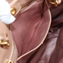 Miu Miu Tote Bag Leather Sequins 2way Beige Gold Auth 202996M-23