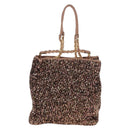 Miu Miu Tote Bag Leather Sequins 2way Beige Gold Auth 202996M-3