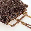 Miu Miu Tote Bag Leather Sequins 2way Beige Gold Auth 202996M-6