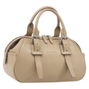 BURBERRY Hand Bag Leather Beige Silver Auth 202999A-1