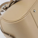 BURBERRY Hand Bag Leather Beige Silver Auth 202999A-11