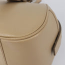 BURBERRY Hand Bag Leather Beige Silver Auth 202999A-12