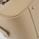 BURBERRY Hand Bag Leather Beige Silver Auth 202999A-13