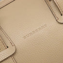 BURBERRY Hand Bag Leather Beige Silver Auth 202999A-15