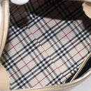 BURBERRY Hand Bag Leather Beige Silver Auth 202999A-18