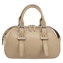 BURBERRY Hand Bag Leather Beige Silver Auth 202999A-2