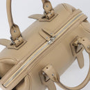 BURBERRY Hand Bag Leather Beige Silver Auth 202999A-6