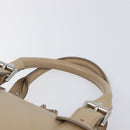 BURBERRY Hand Bag Leather Beige Silver Auth 202999A-8