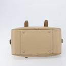 BURBERRY Hand Bag Leather Beige Silver Auth 202999A-9