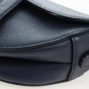 Christian Dior Saddle Shoulder Bag Leather 2way Navy Gold Auth 203000V-19