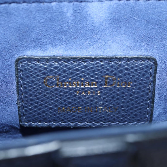 Christian Dior Saddle Shoulder Bag Leather 2way Navy Gold Auth 203000V