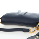 Christian Dior Saddle Shoulder Bag Leather 2way Navy Gold Auth 203000V-7