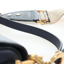 Christian Dior Saddle Shoulder Bag Leather 2way Navy Gold Auth 203000V-9