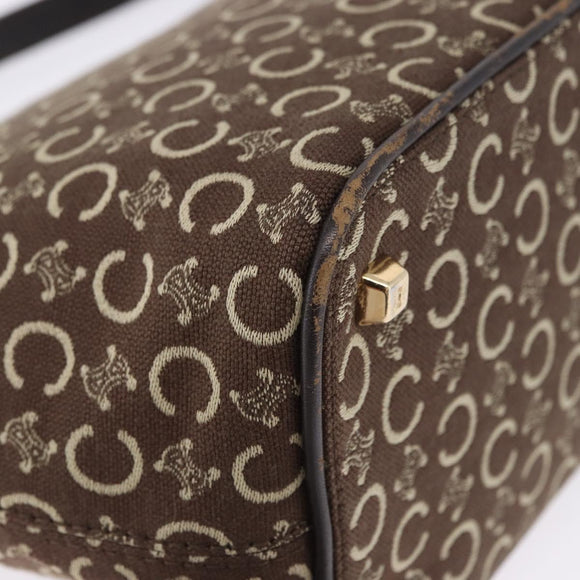 CELINE C Macadam Canvas Shoulder Bag Brown Gold Auth 203001
