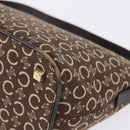 CELINE C Macadam Canvas Shoulder Bag Brown Gold Auth 203001-12