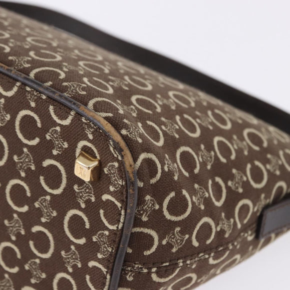 CELINE C Macadam Canvas Shoulder Bag Brown Gold Auth 203001