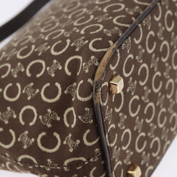 CELINE C Macadam Canvas Shoulder Bag Brown Gold Auth 203001