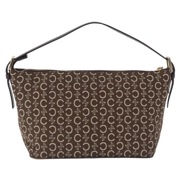 CELINE C Macadam Canvas Shoulder Bag Brown Gold Auth 203001