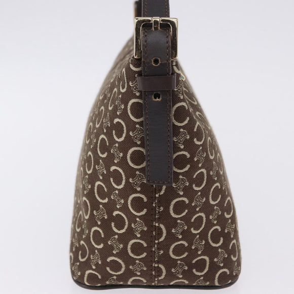 CELINE C Macadam Canvas Shoulder Bag Brown Gold Auth 203001