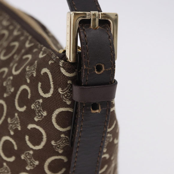 CELINE C Macadam Canvas Shoulder Bag Brown Gold Auth 203001