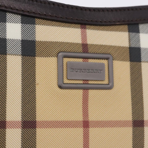 BURBERRY Nova Check Shoulder Bag PVC Beige Auth 203002