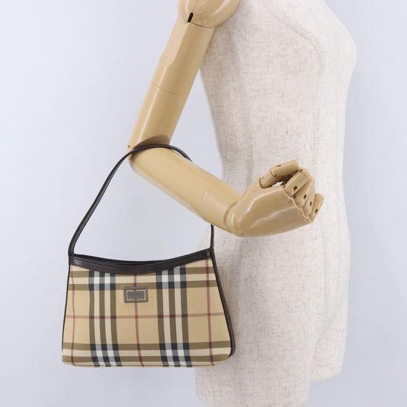 BURBERRY Nova Check Shoulder Bag PVC Beige Auth 203002