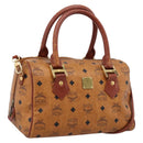 MCM Logogram Vicetos Boston Bag PVC Leather 2way Brown Gold Auth 203004-1