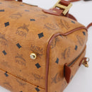 MCM Logogram Vicetos Boston Bag PVC Leather 2way Brown Gold Auth 203004-12