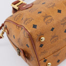 MCM Logogram Vicetos Boston Bag PVC Leather 2way Brown Gold Auth 203004-13
