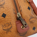 MCM Logogram Vicetos Boston Bag PVC Leather 2way Brown Gold Auth 203004-16