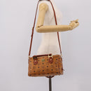MCM Logogram Vicetos Boston Bag PVC Leather 2way Brown Gold Auth 203004-25