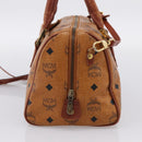 MCM Logogram Vicetos Boston Bag PVC Leather 2way Brown Gold Auth 203004-4