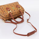 MCM Logogram Vicetos Boston Bag PVC Leather 2way Brown Gold Auth 203004-9